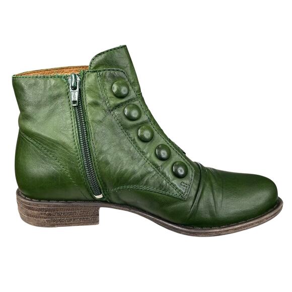 Miz Mooz Women’s Louise Green Leather Side Zip Ankle Boot Size 36 US 5.5/6 - Picture 4 of 11